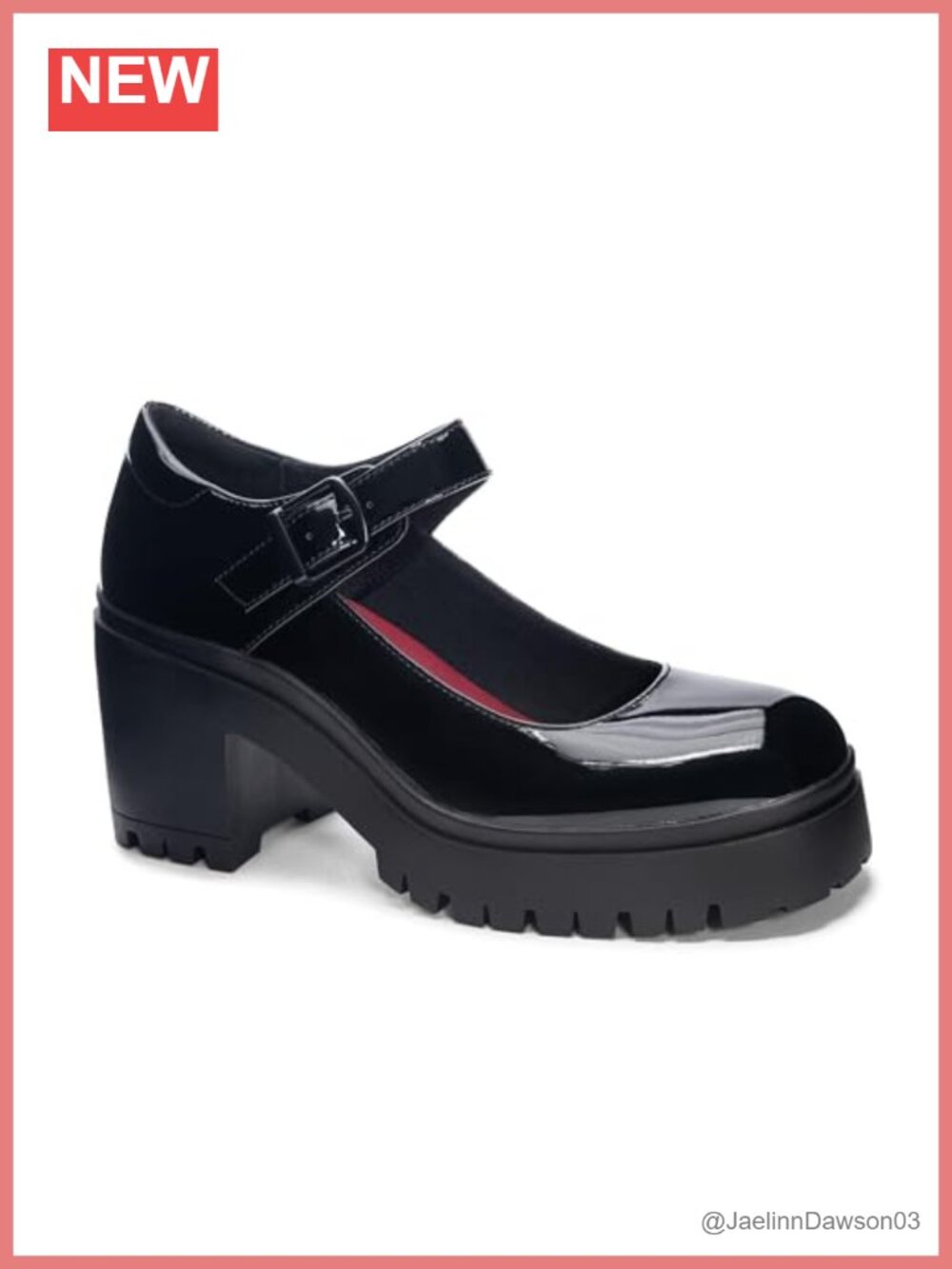 Platform Mary Jane Pumps with Buckle Closure - Faux Leather Block Heel